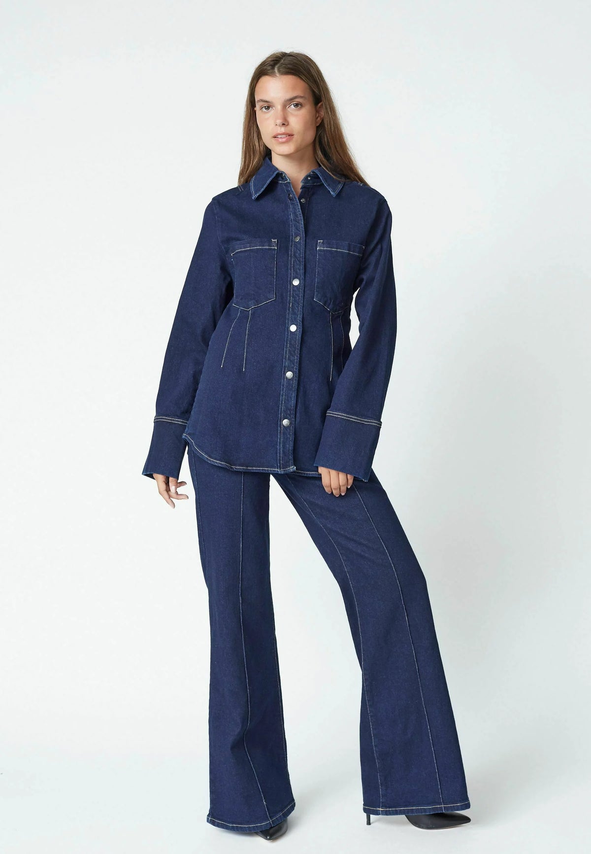 Co'couture Theo CC Wide Flared Jeans – Dark Denim