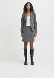 ICHI Kate A-Line Skirt – Black White Herringbone