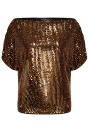 Soaked in Luxury Suse Sequin Top - Copper Bronze Party Top