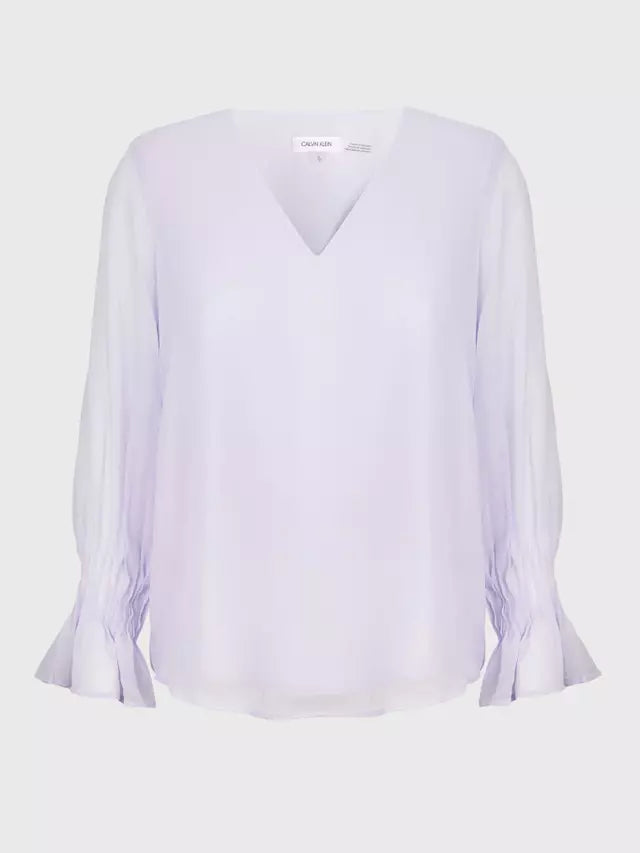 Calvin Klein Light Purple V-Neck Blouse