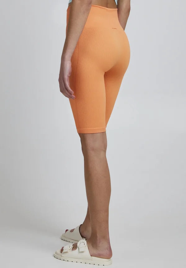JC Sahana Seamless Ribbed Biker Shorts - Muskmelon