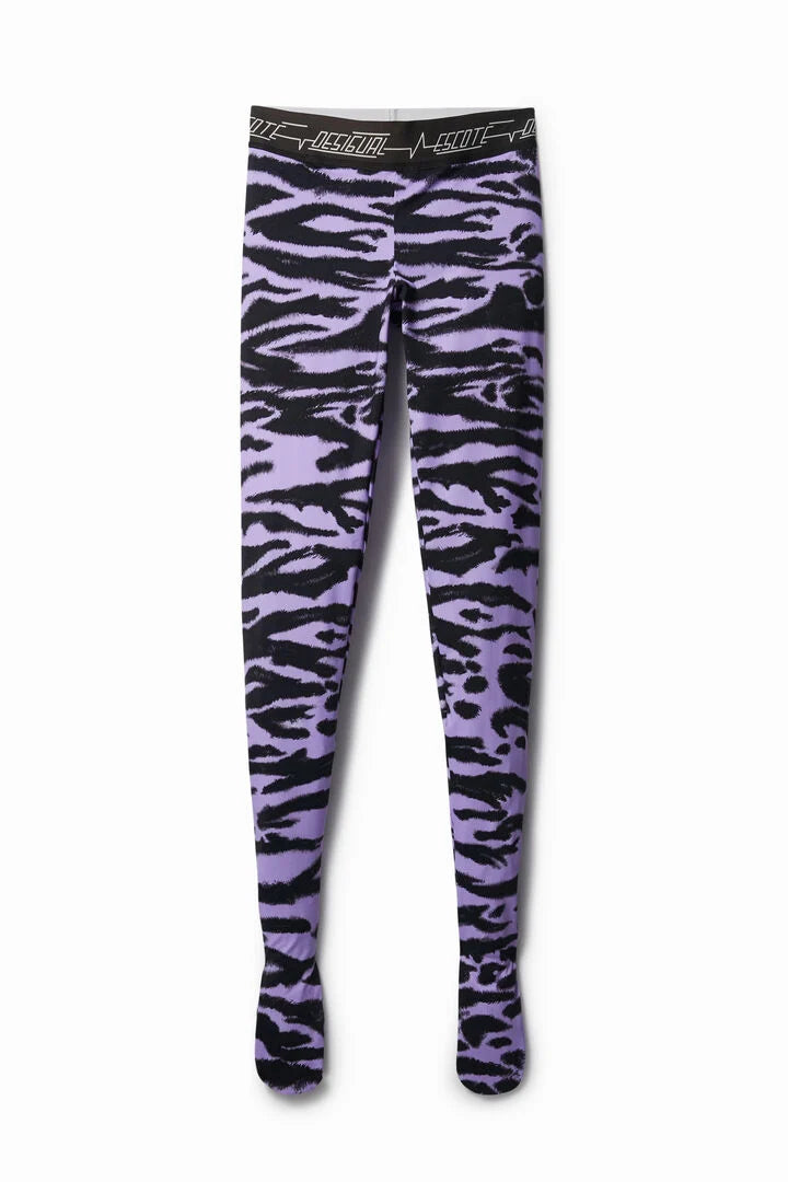 Desigual Patterned Leggings Tights 2-in-1 (Purple-Black)