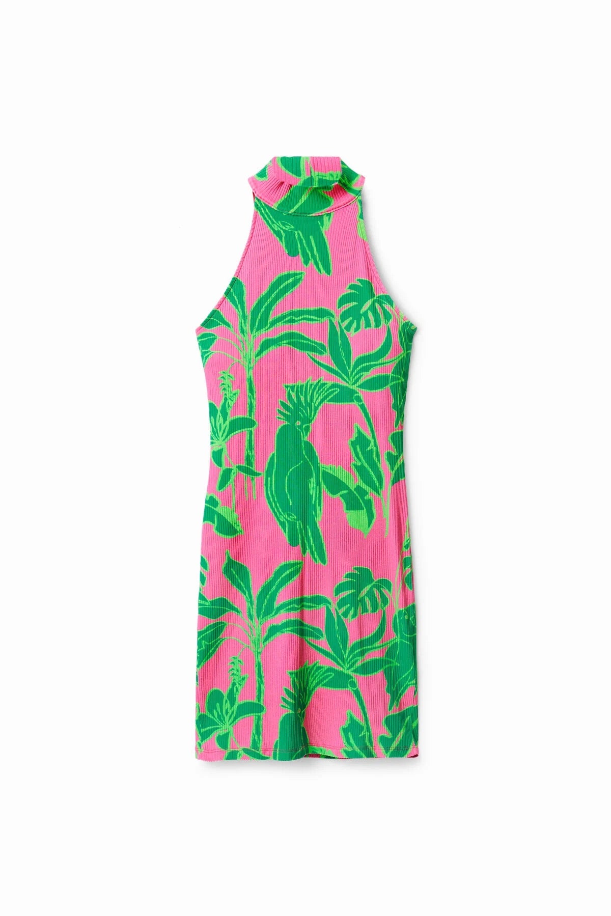 Desigual Tropical Halter Mini Dress – Pink