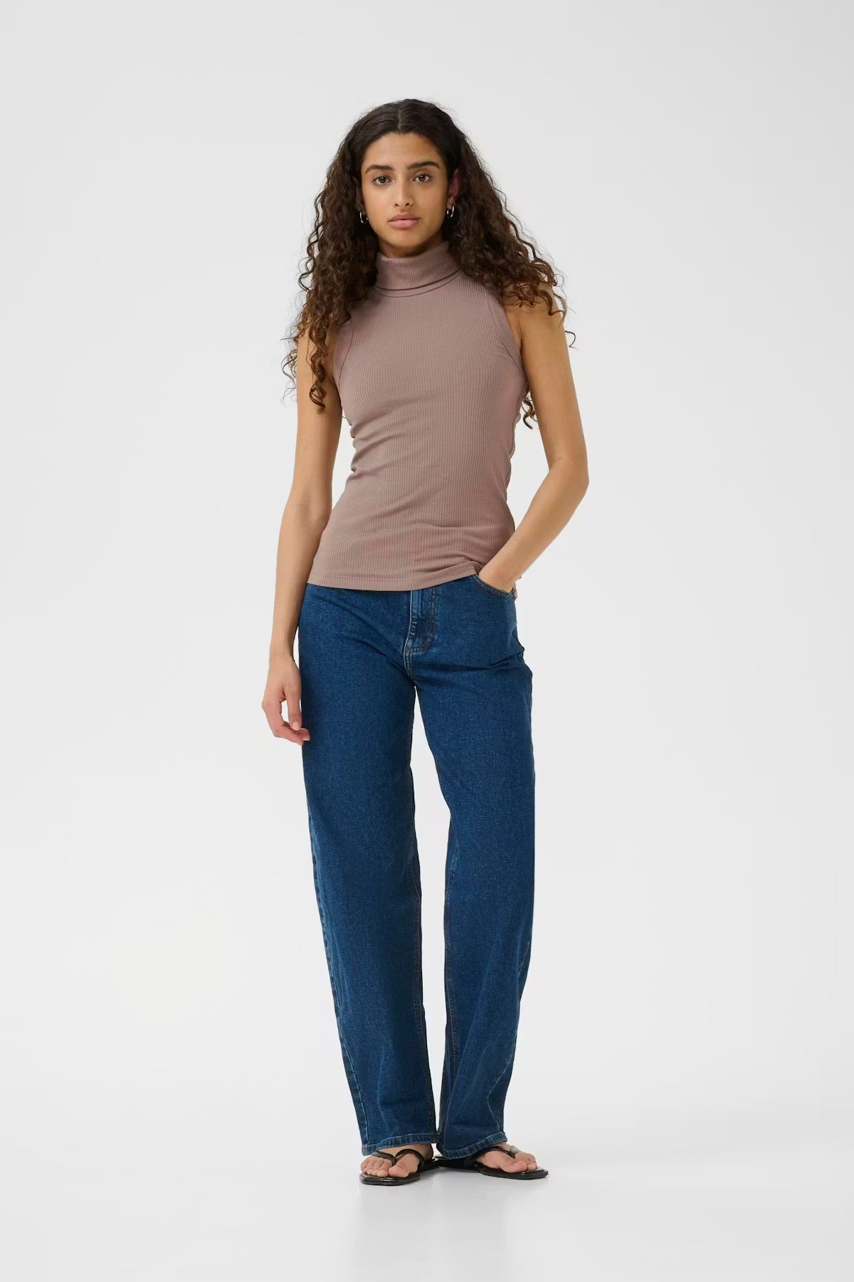 InWear DagnaIW Ribbed Turtleneck Top - Sleeveless Knit Tank