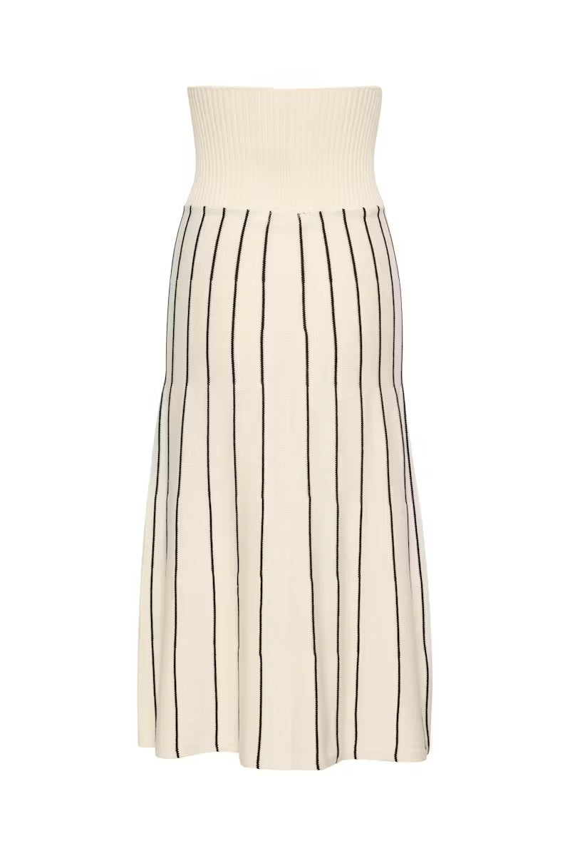 InWear PaiteIW Knit Skirt - Cream Black Striped Midi Skirt