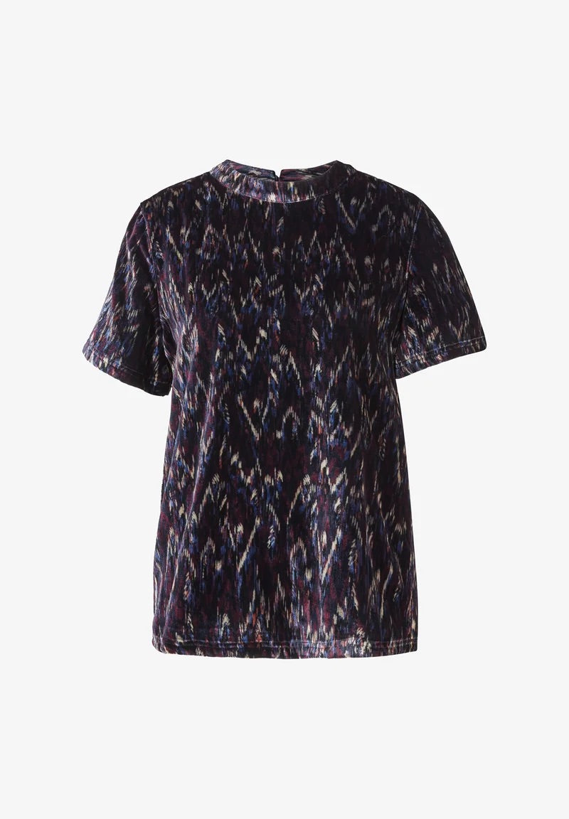 s.Oliver Abstract Print Blouse - Navy Blue, Beige & Purple