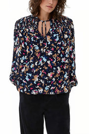s.Oliver Abstract Floral Print Blouse - Marine Blue