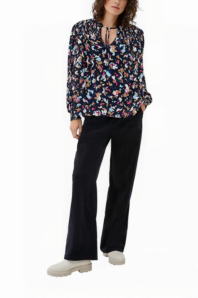 s.Oliver Abstract Floral Print Blouse - Marine Blue