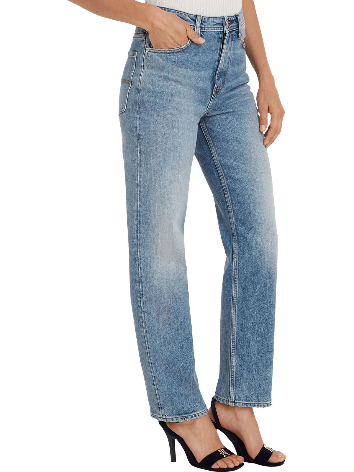 TOMMY HILFIGER X SHAWN MENDES HIGH RISE STRAIGHT ANKLE JEANS