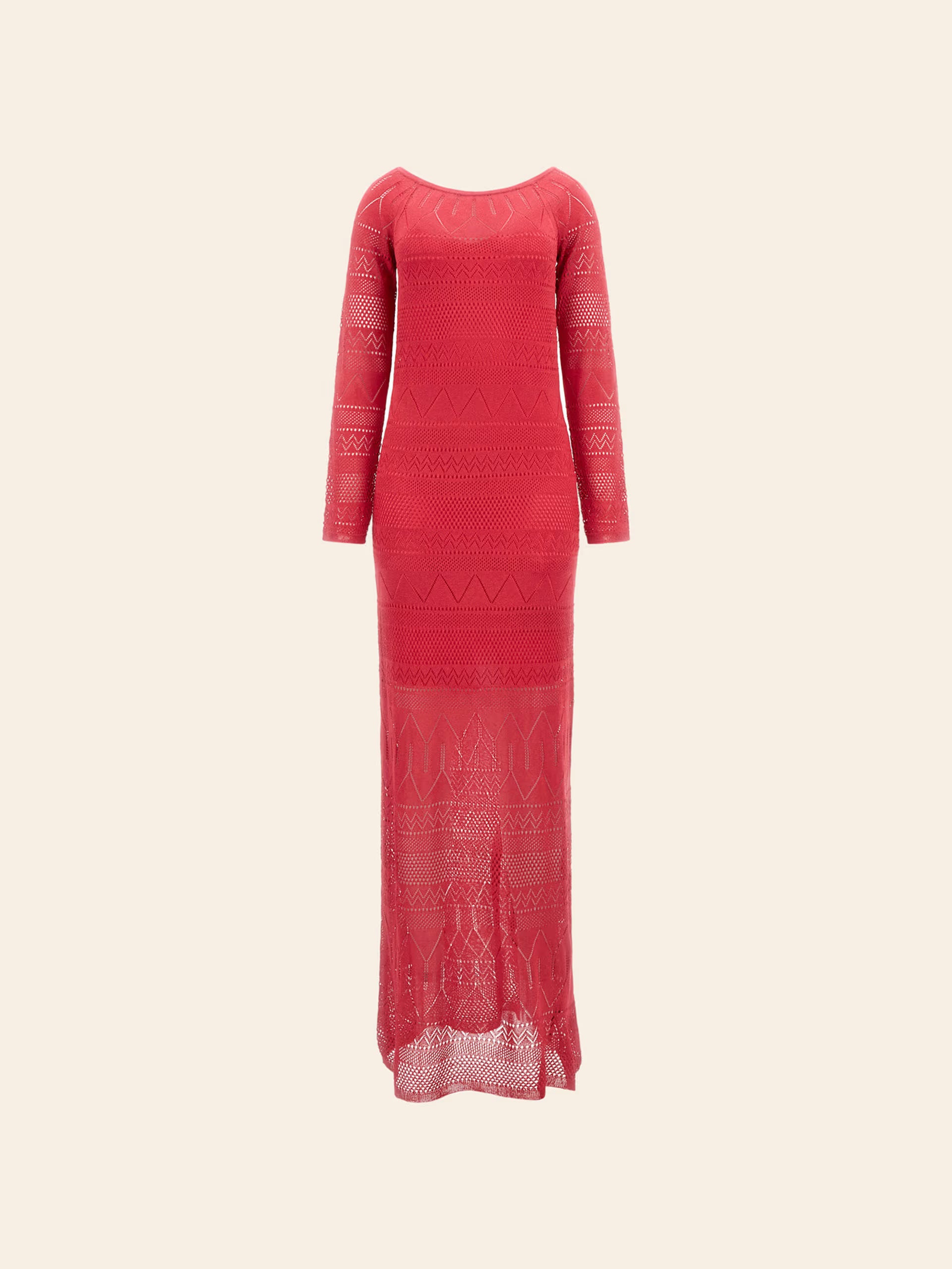 Guess by Marciano Red Long Sleeve Hydra Maxi Sweater Dress