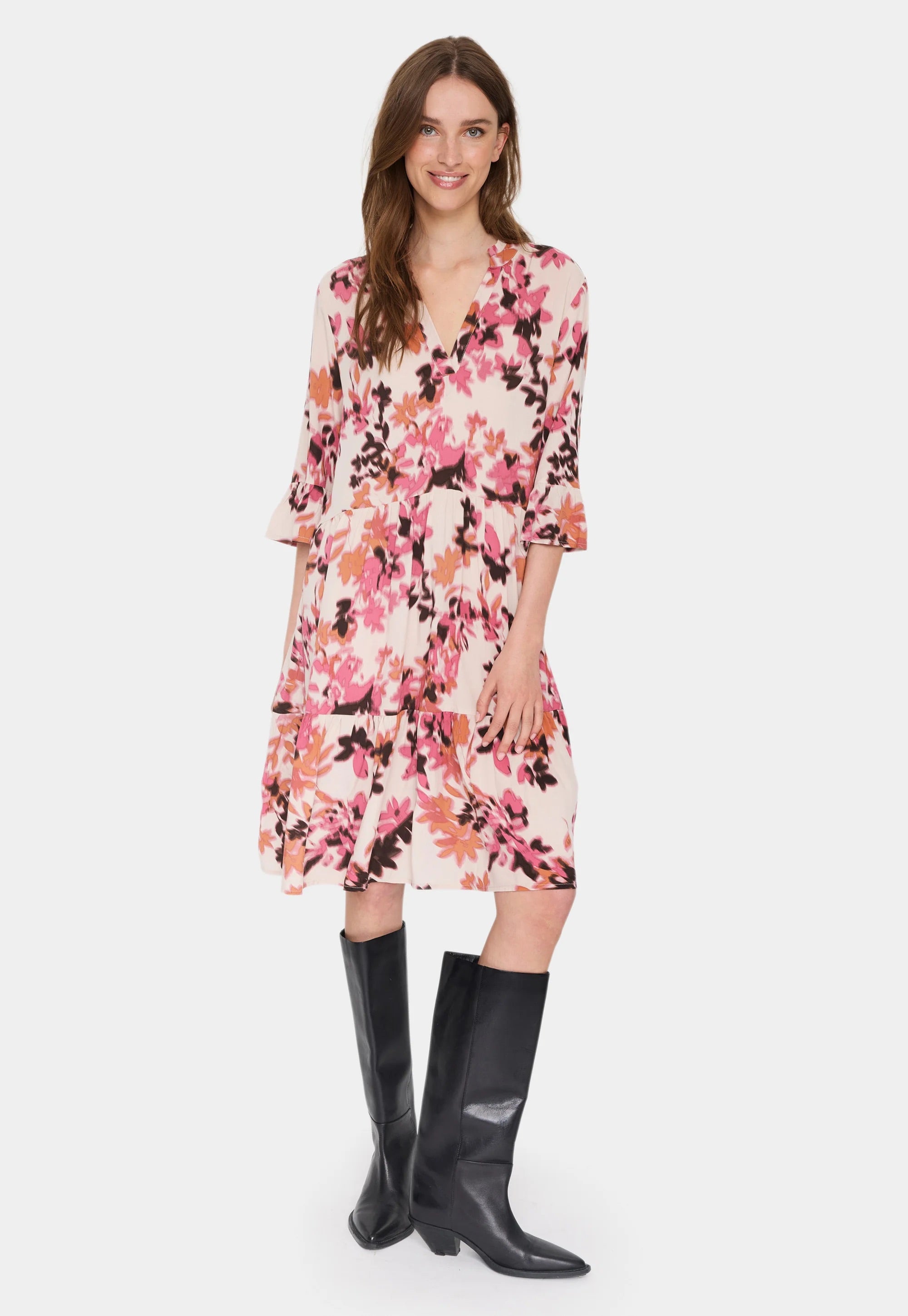 Saint Tropez Tiered Day Dress - Gray Chateau Blooms