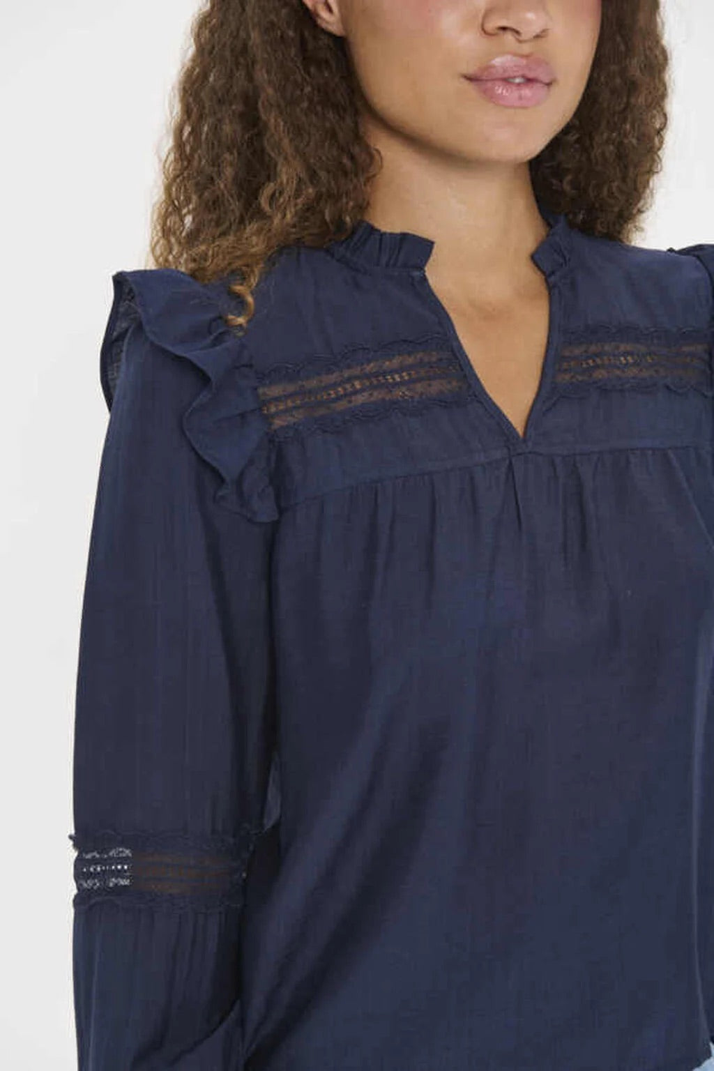 Saint Tropez AvelynnSZ Blouse with Ruffle Details - Navy Blue