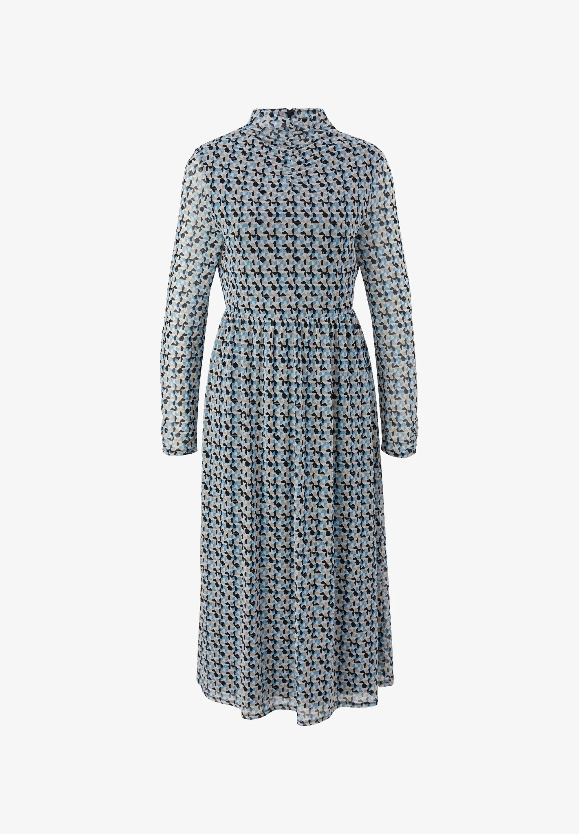 s.Oliver Floral Print Midi Dress with High Neck - Light Blue