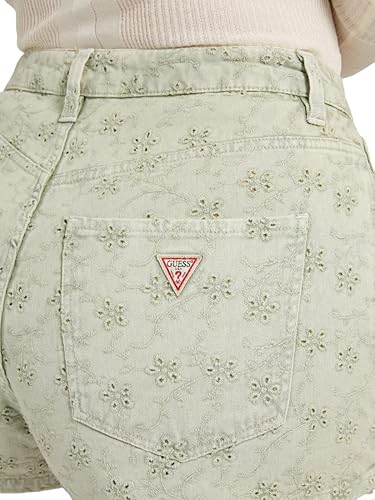Guess Claudia Embroidered Denim Shorts - Floridada Green