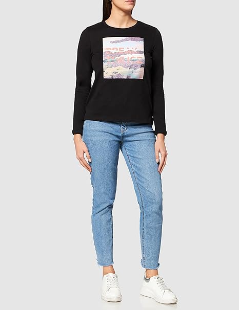 s.Oliver Women's Long Sleeve T-Shirt - BREAK THE ICE Graphic - Regular Fit