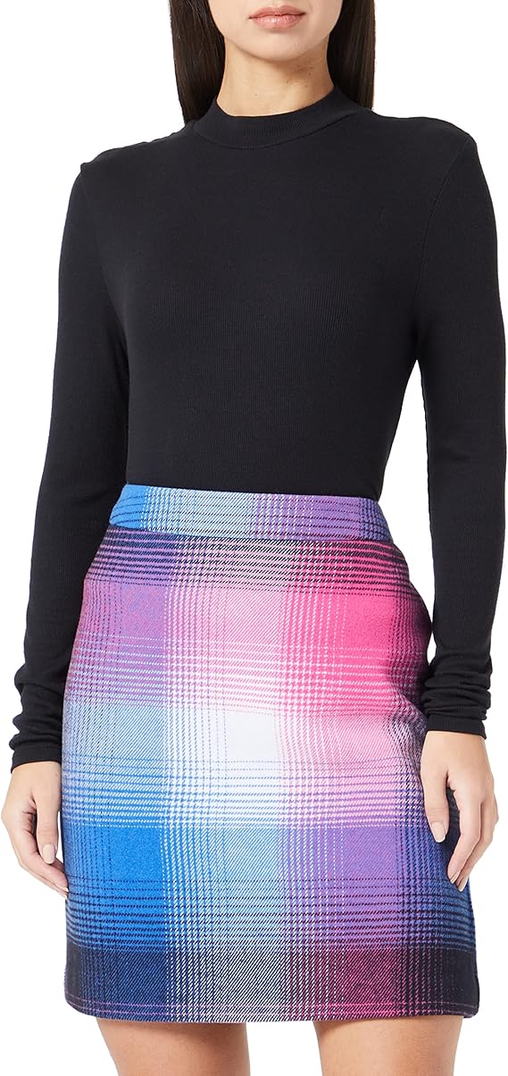 s.Oliver RED LABEL Women's Gradient Plaid Mini Skirt - Royal Blue to Pink
