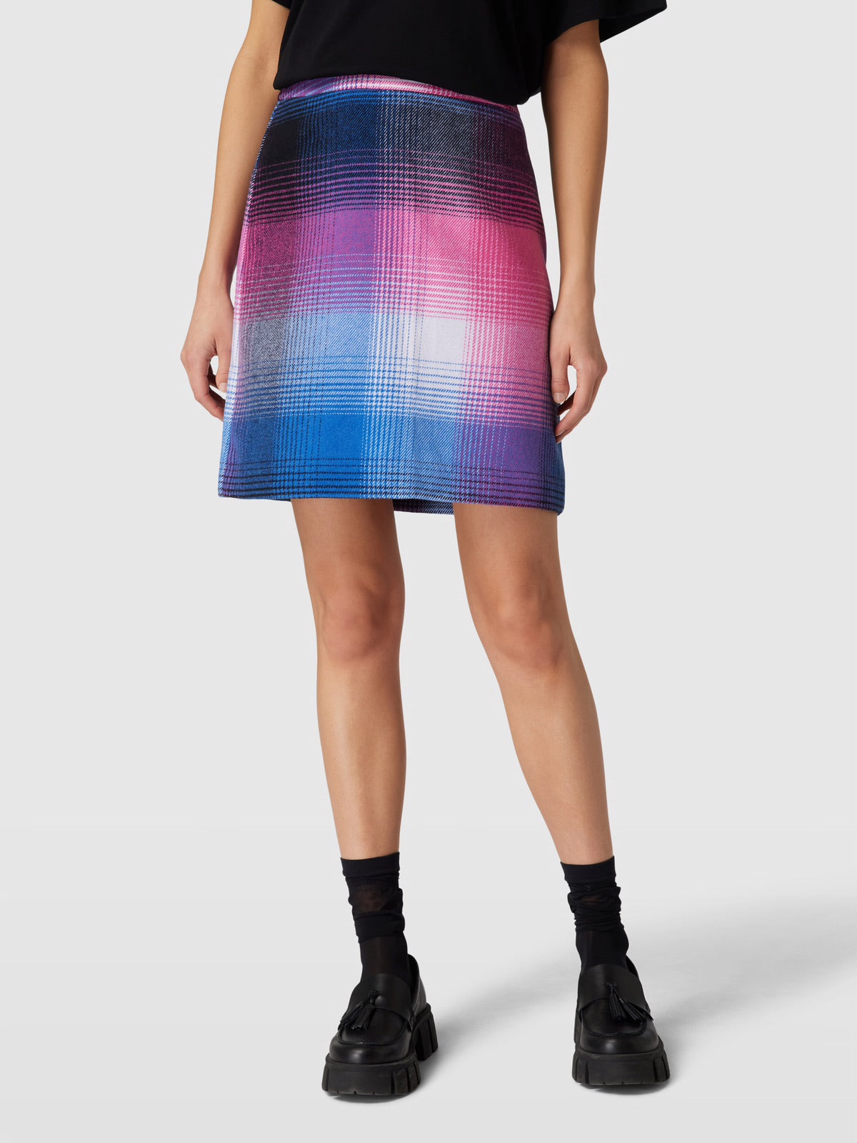 s.Oliver RED LABEL Women's Gradient Plaid Mini Skirt - Royal Blue to Pink