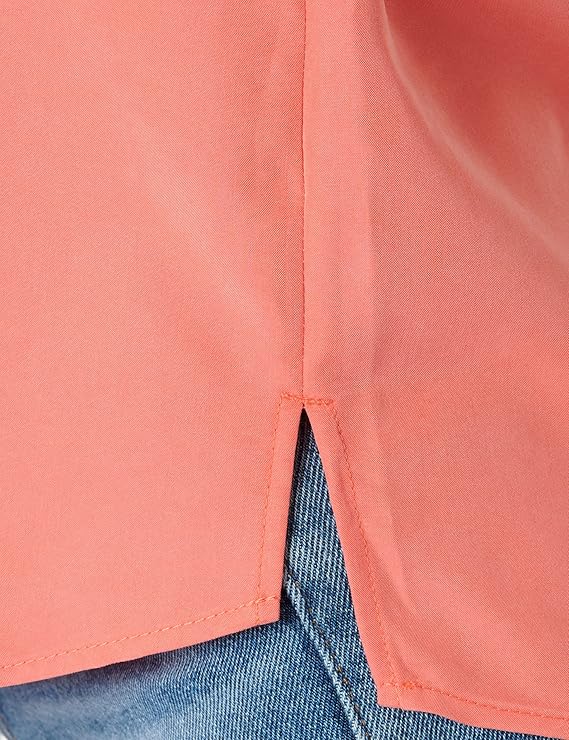 s.Oliver Women's Coral Blouse - V-Neck with Gathered Sleeves