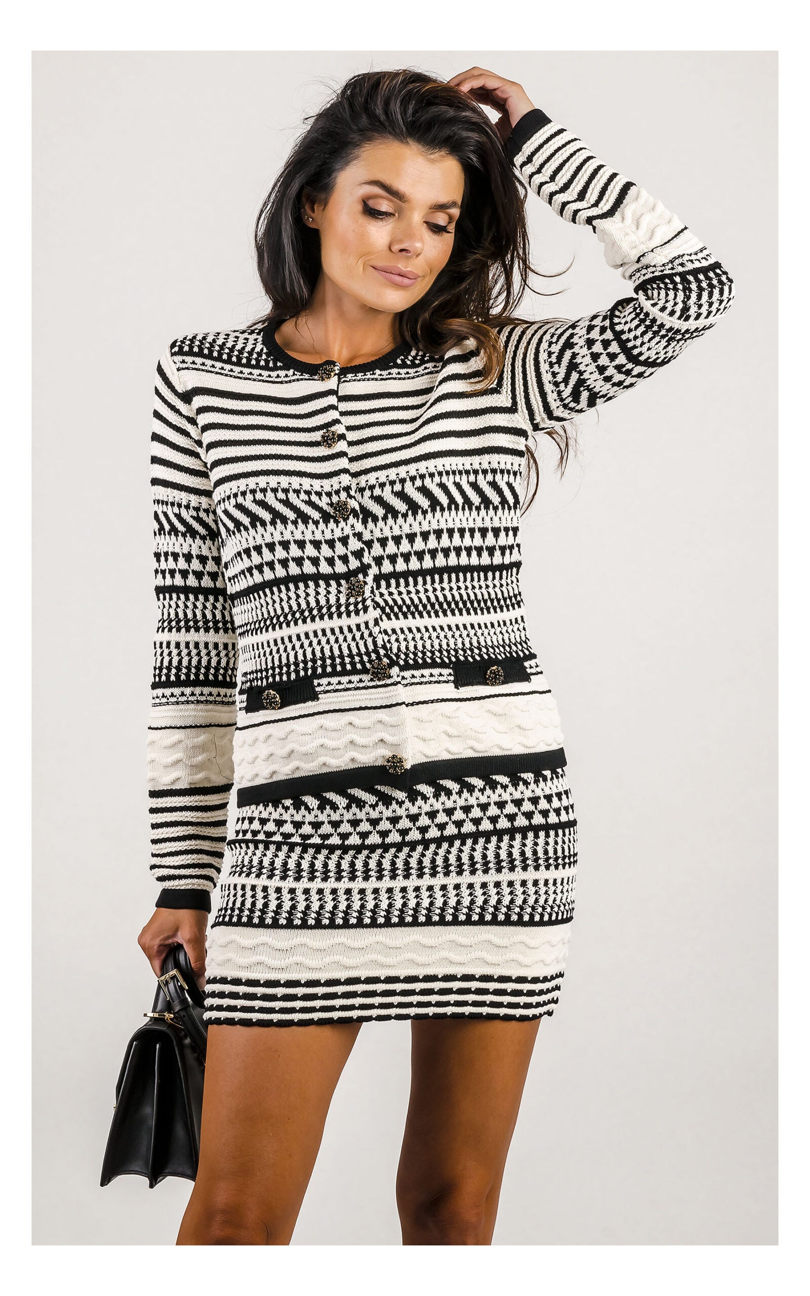 Marciano Guess Patterned Cardigan - Black-Cream