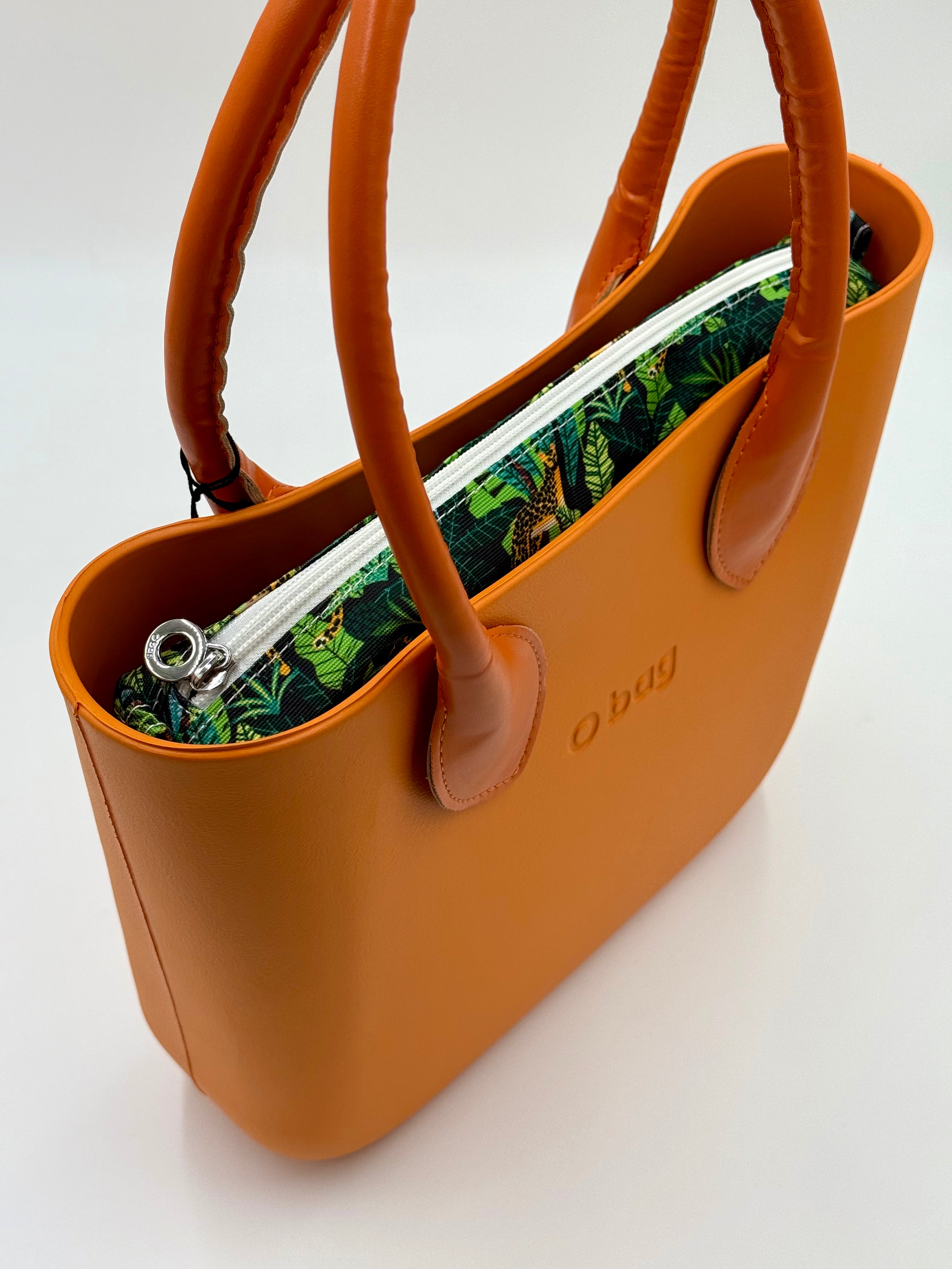 O bag mini – Caramel Handbag with Jungle Print Interior