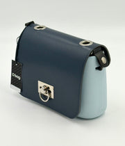 O bag – O pocket (grey) with steel blue flap and strap