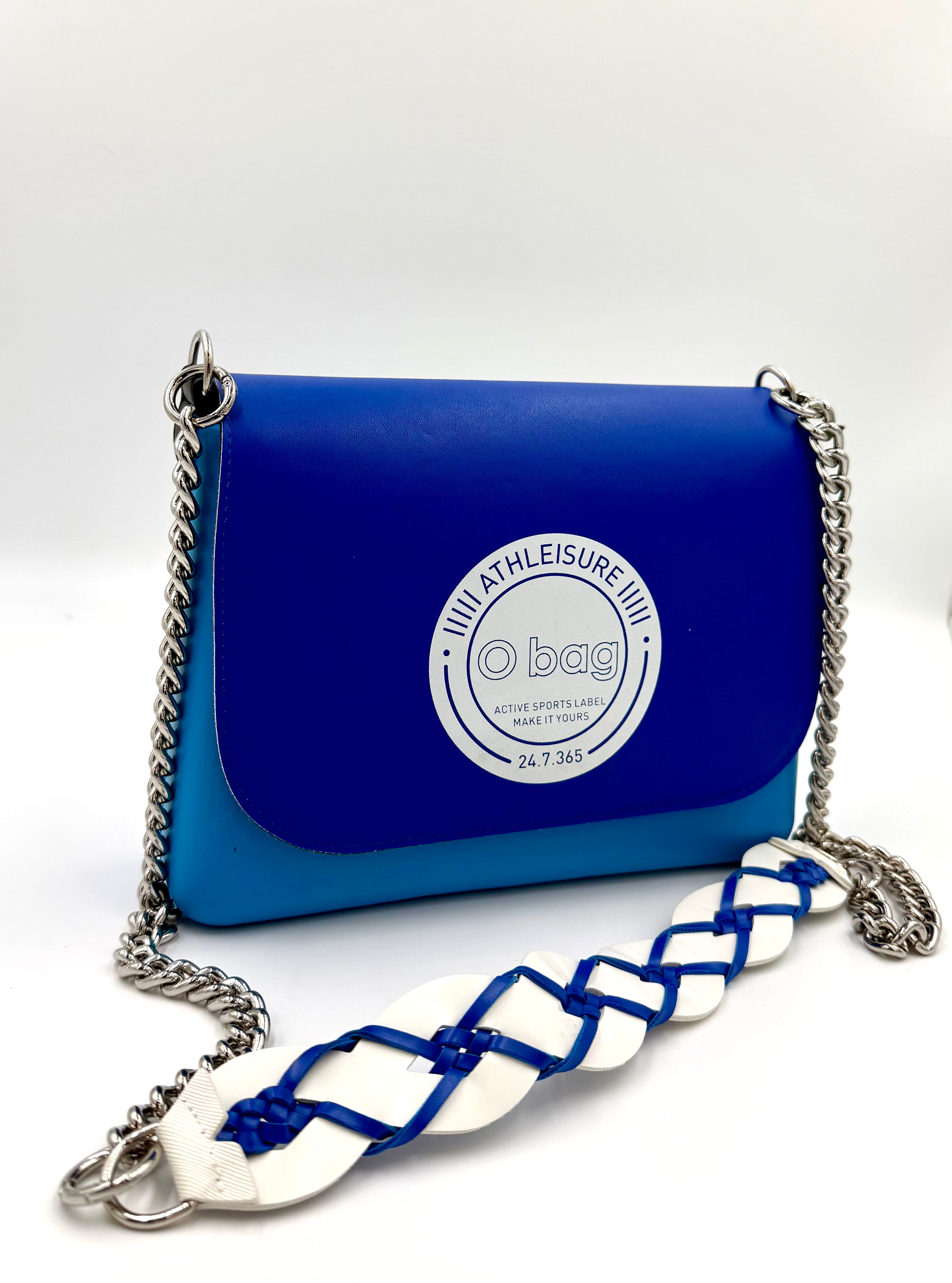 O bag Athleisure mini chain shoulder bag – blue/turquoise, braided decorative strap