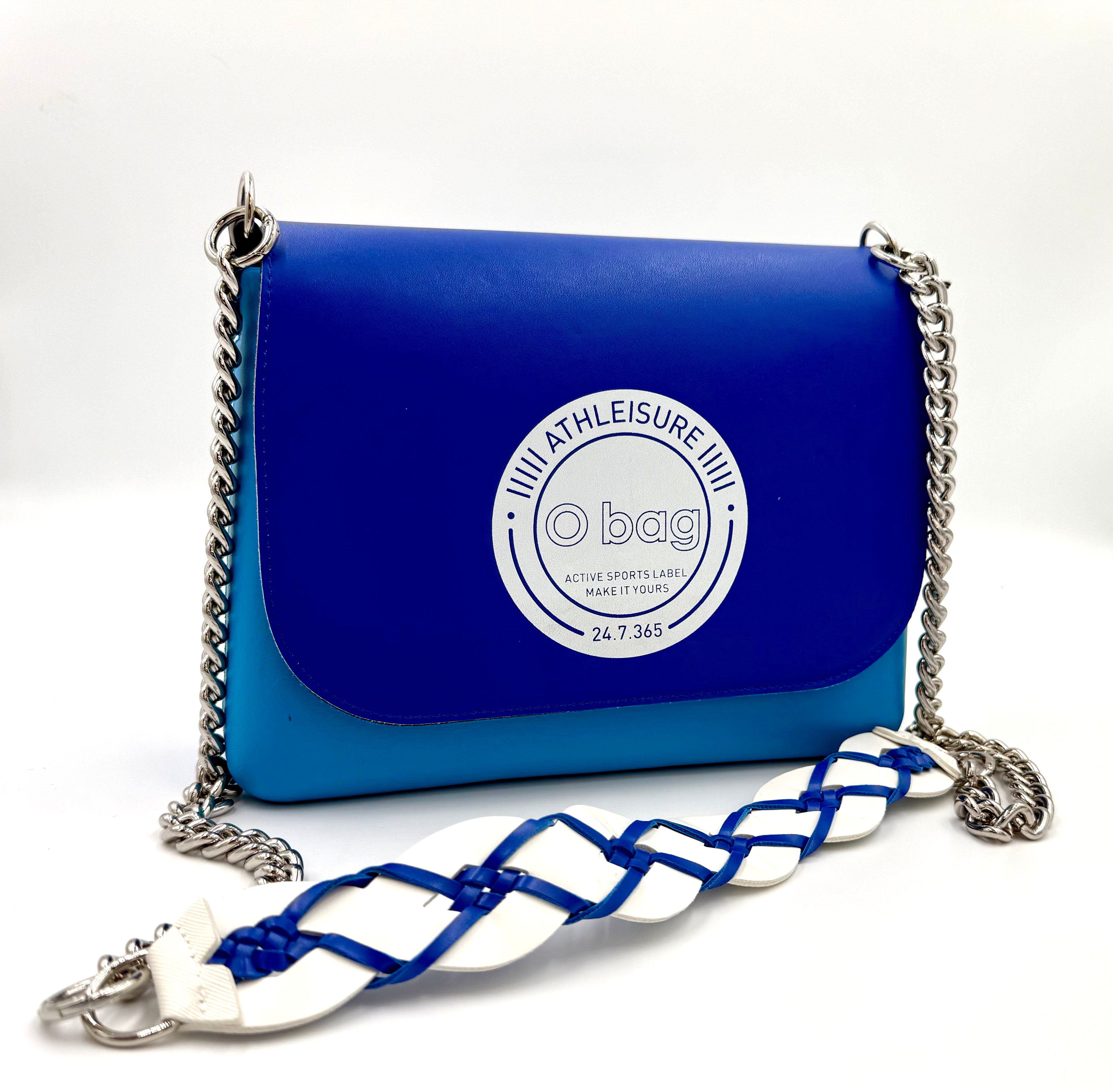 O bag Athleisure mini chain shoulder bag – blue/turquoise, braided decorative strap