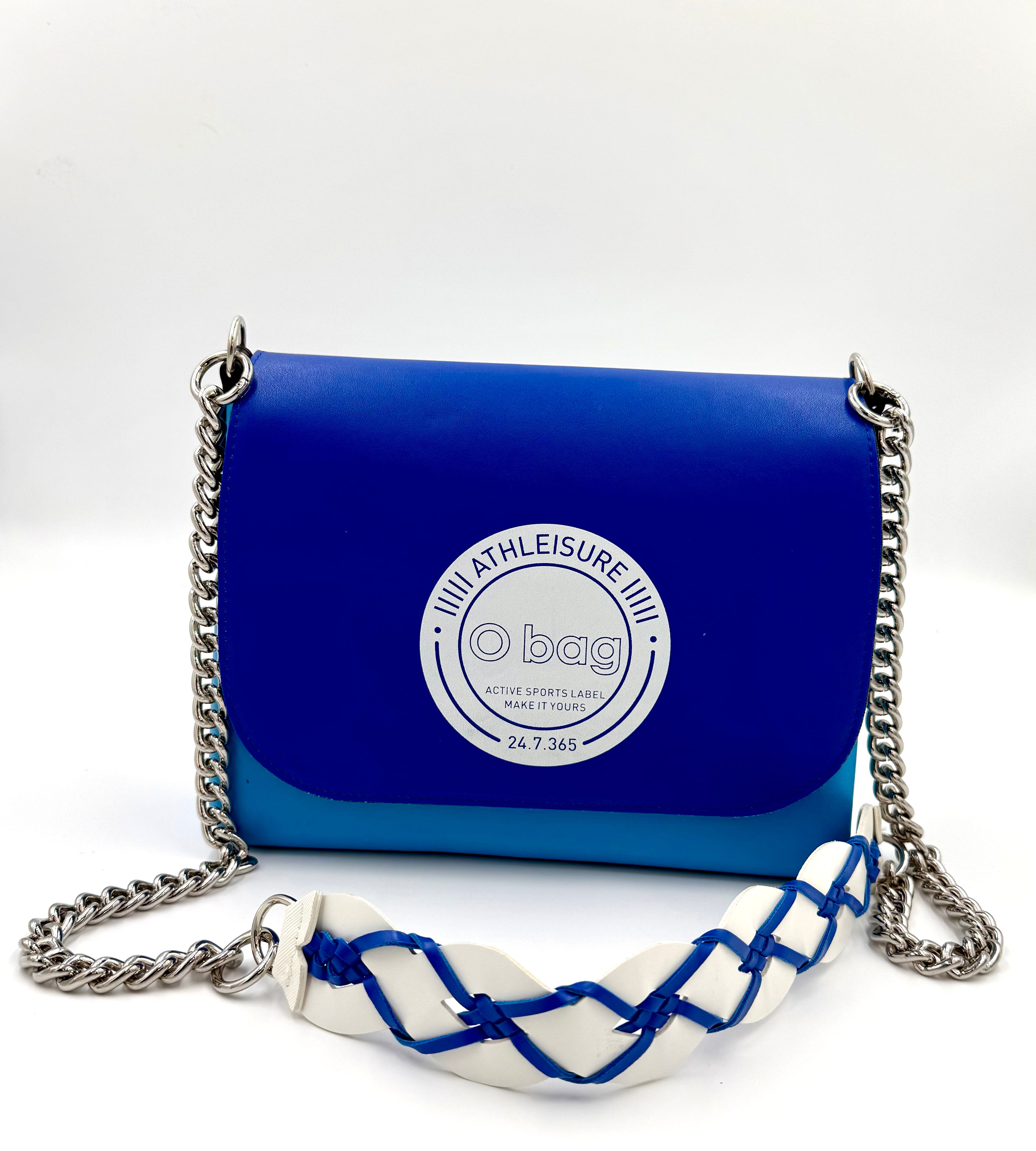 O bag Athleisure mini chain shoulder bag – blue/turquoise, braided decorative strap