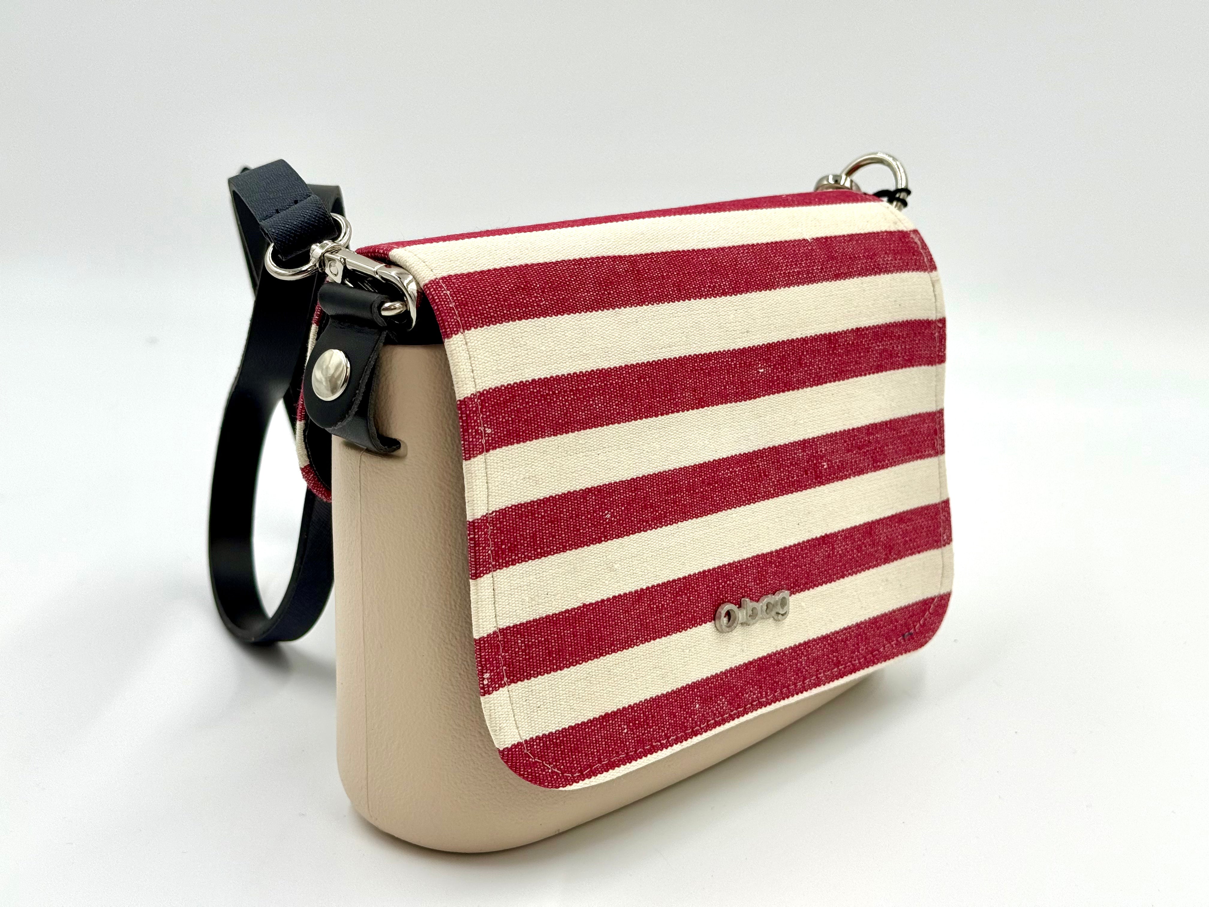 Obag striped lid pocket crossbody bag – summery, clean, practical