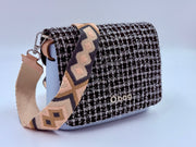 O bag Pocket bag – with tweed lid and patterned wide shoulder strap