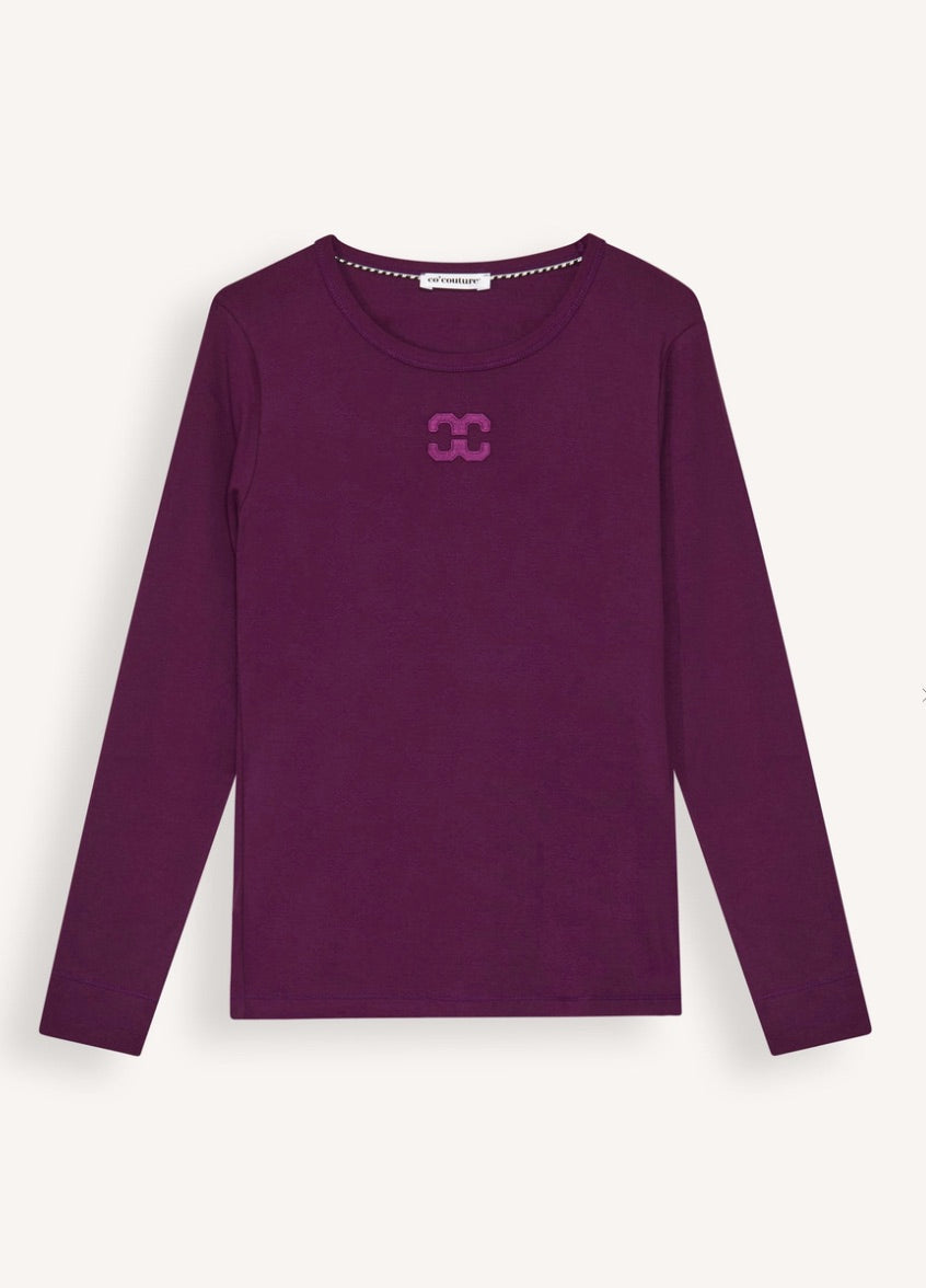 Co'couture Granny Organic Cotton Long-Sleeve Top – Deep Plum