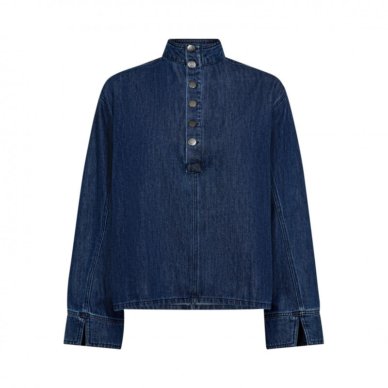 Co'couture Azmina CC Denim Placket Blouse – Denim Blue
