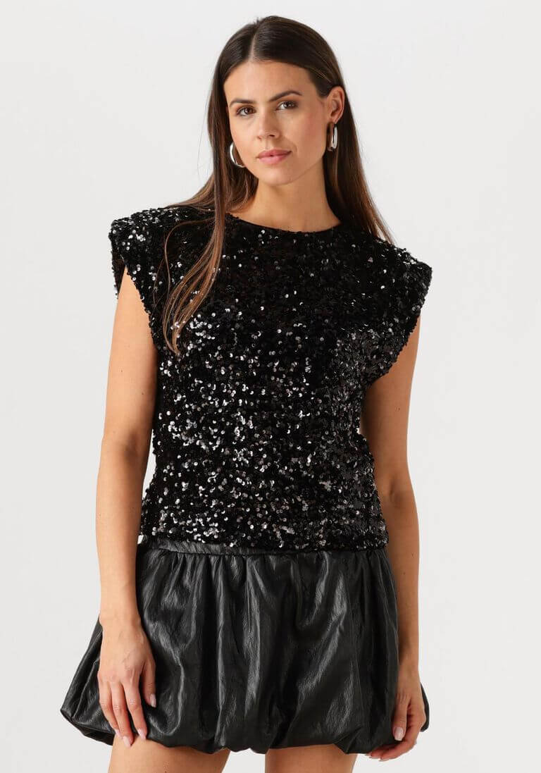 Co'couture Roslyn CC Sequin Top – Black