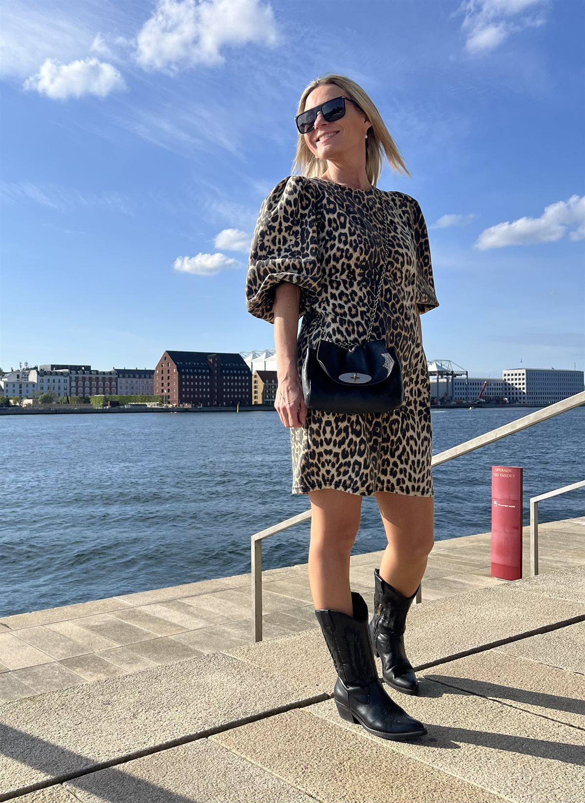 Co'couture Leo CC Crop Puff Dress – Grey Leopard