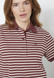 Co'couture Hayes CC Polo Short-Sleeve T-Shirt – Wine Red Stripe