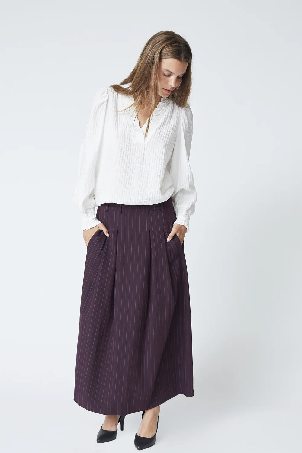 Co'couture Anya CC Trinny Pleat Skirt – Plum