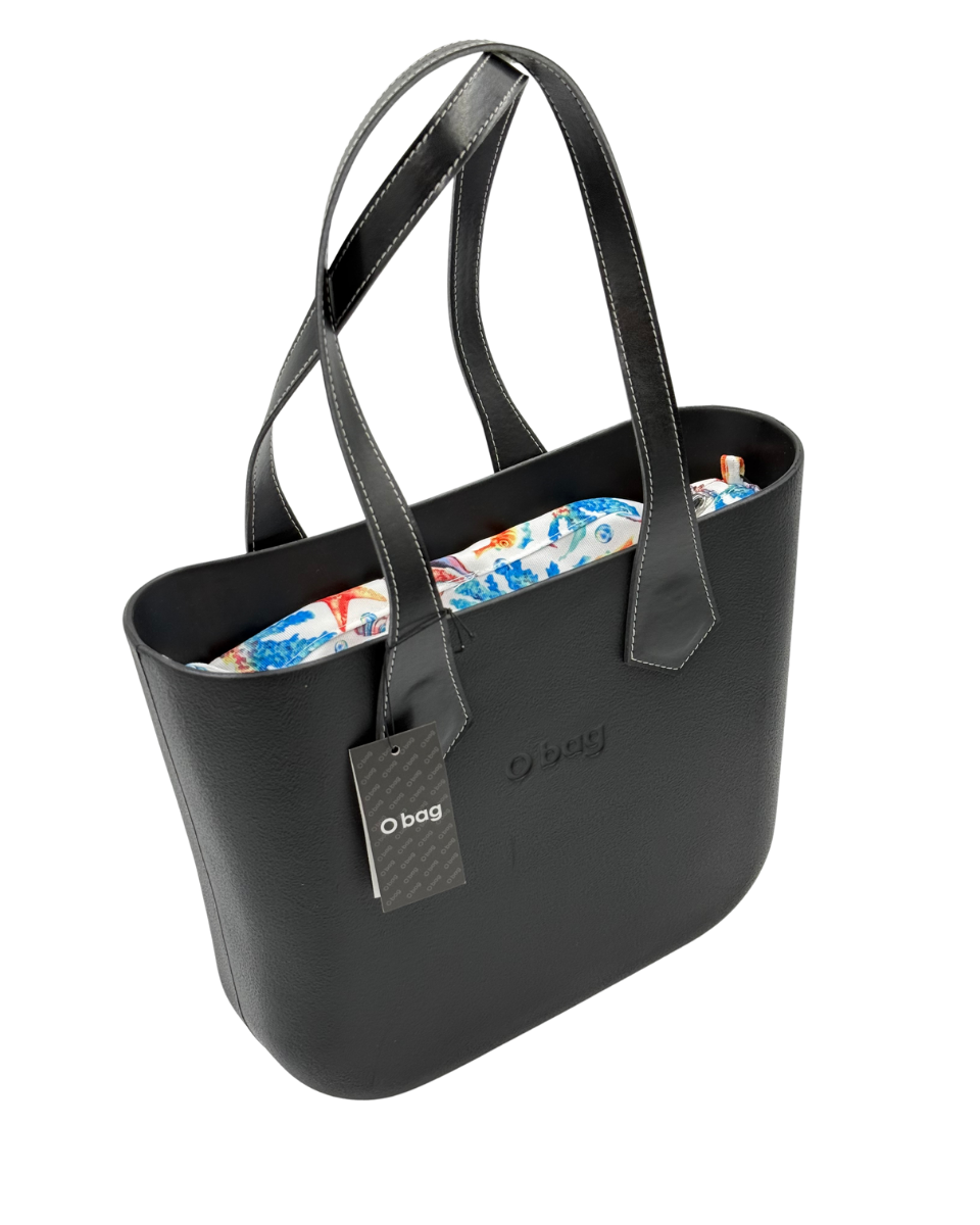 O bag Mini – Black Tote Bag with Ocean Print Interior