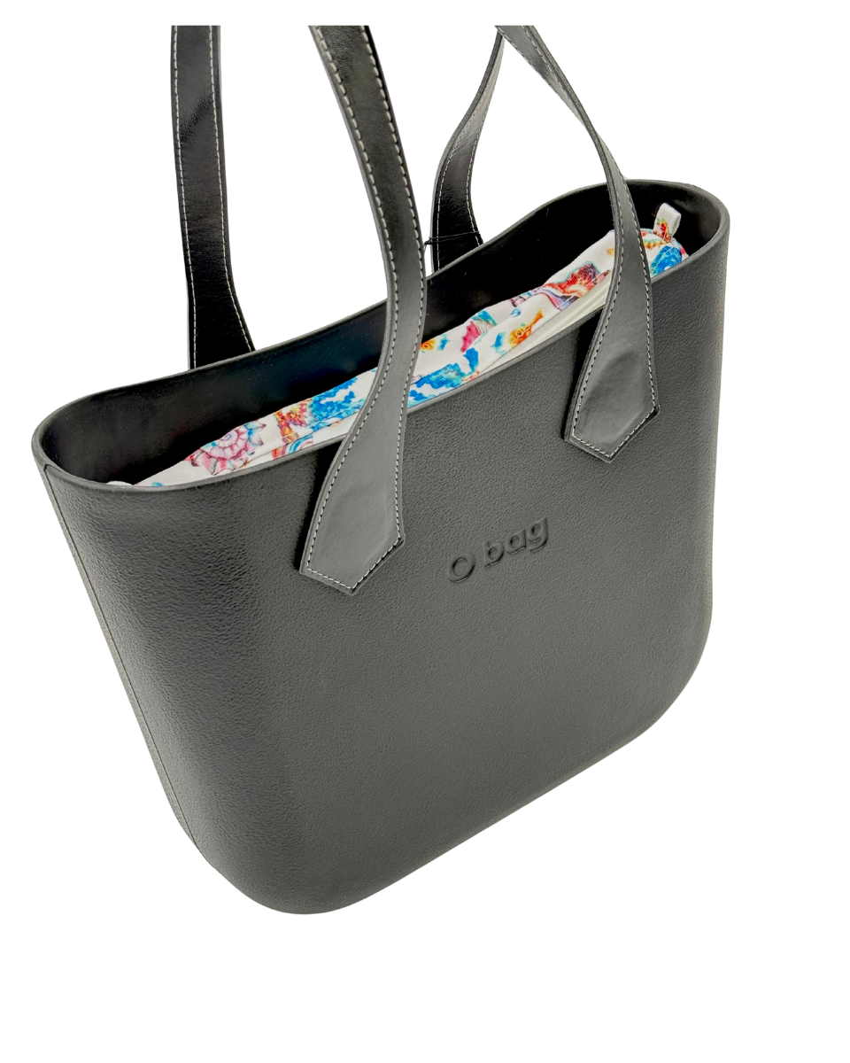 O bag Mini – Black Tote Bag with Ocean Print Interior