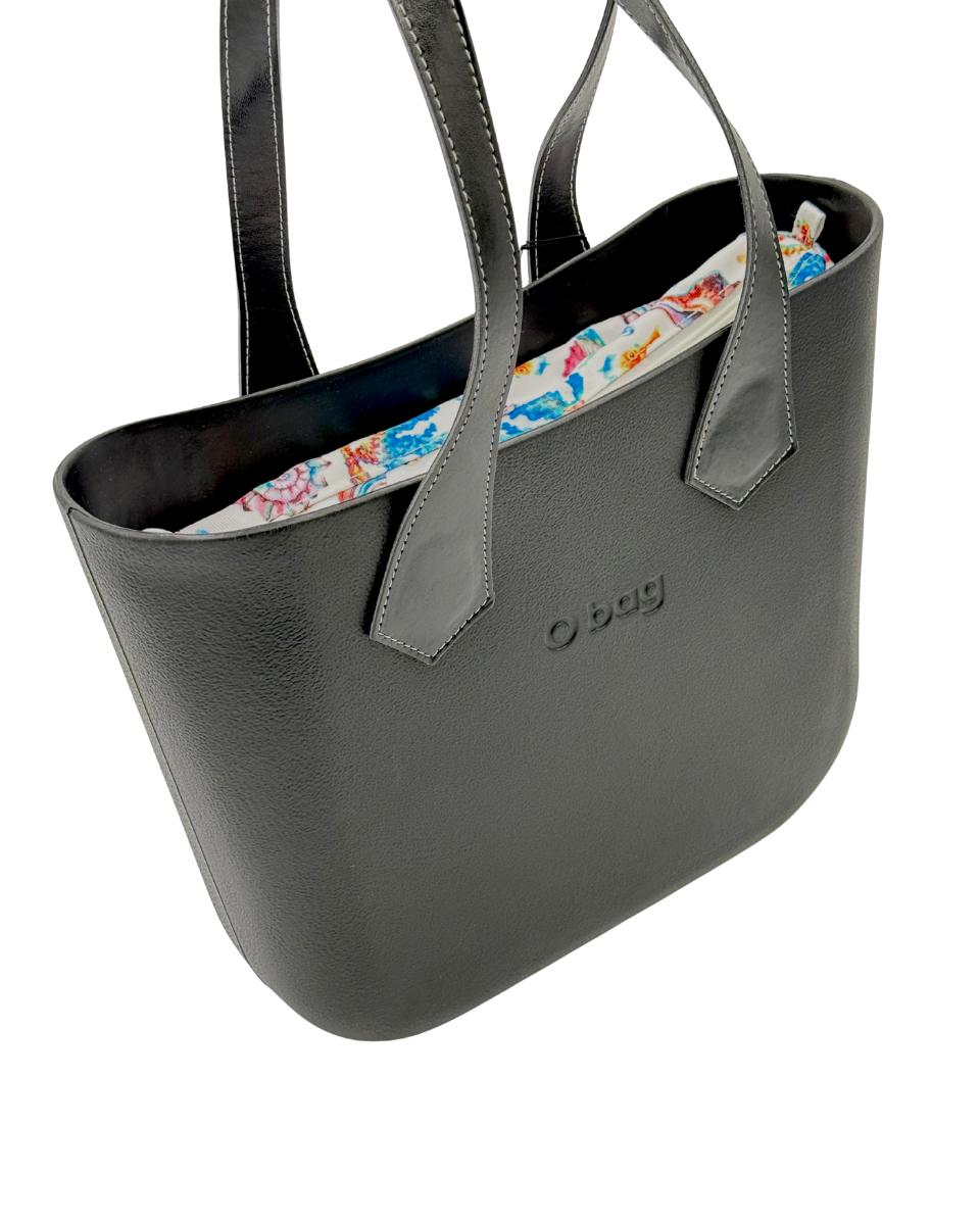 O bag Mini – Black Tote Bag with Ocean Print Interior