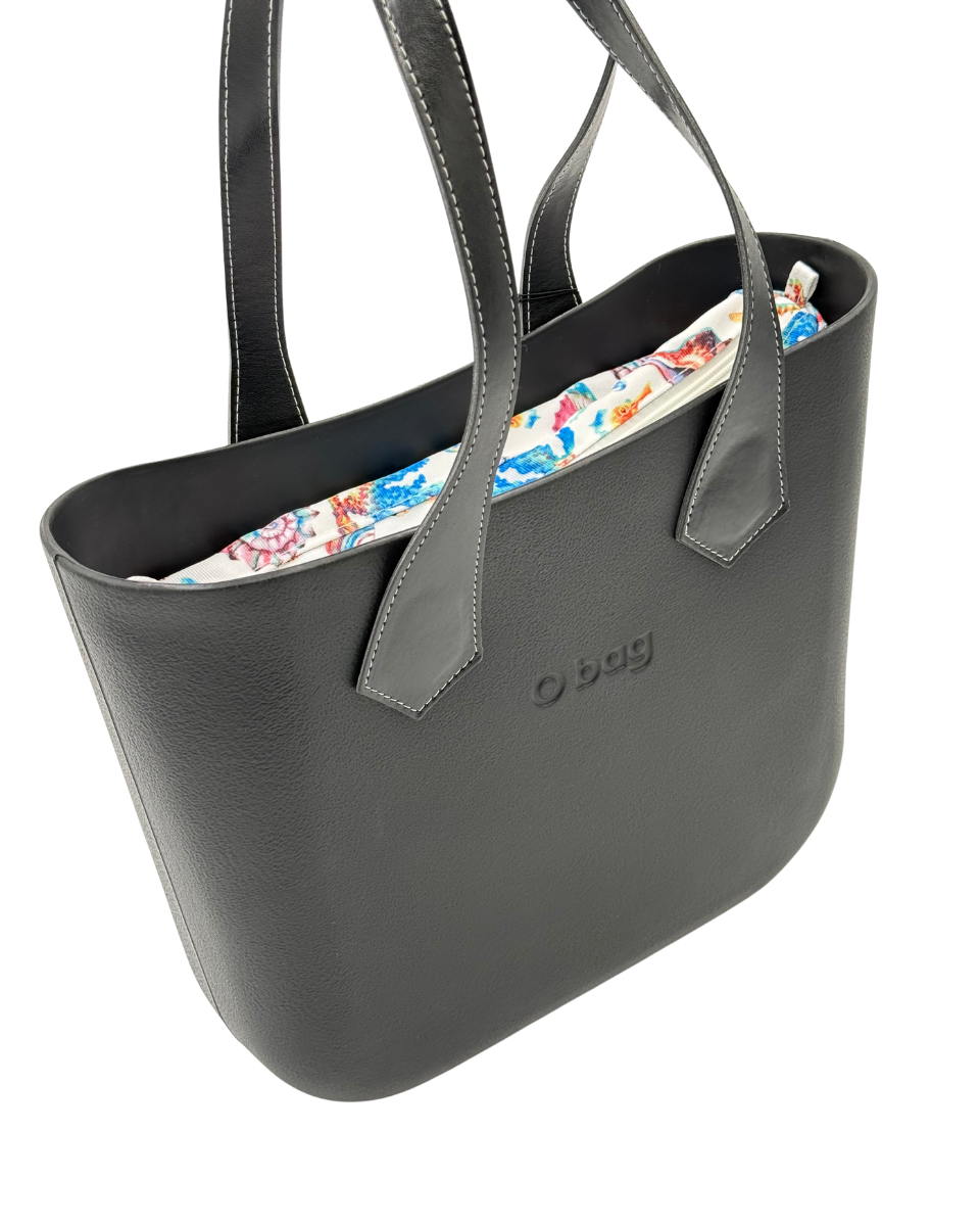 O bag Mini – Black Tote Bag with Ocean Print Interior