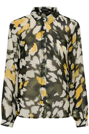 SOAKED in Luxury Josefine Abstract Print Blouse - Olive & Yellow