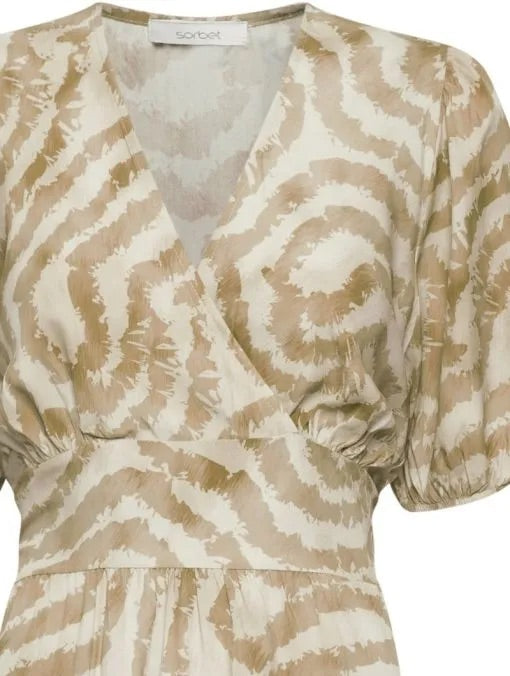 Sorbet SBALPINE Swirl Print Midi Dress - Beige