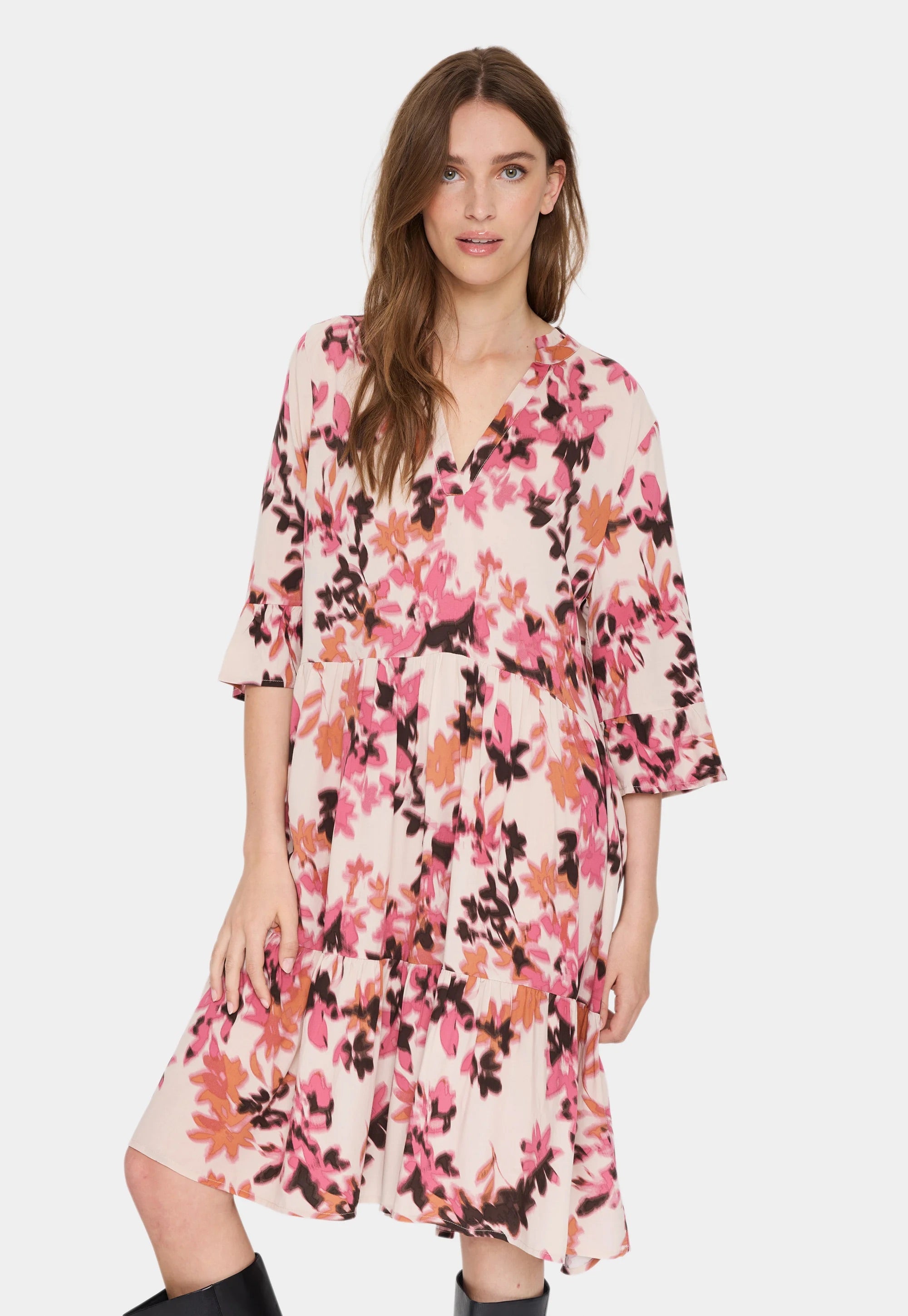 Saint Tropez Tiered Day Dress - Gray Chateau Blooms