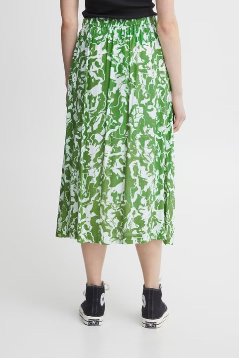 ICHI YOURGINE Skirt - Green Abstract Print