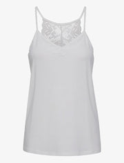 Cream CRTrulla Sleeveless Jersey Cami Top with Lace - Snow White