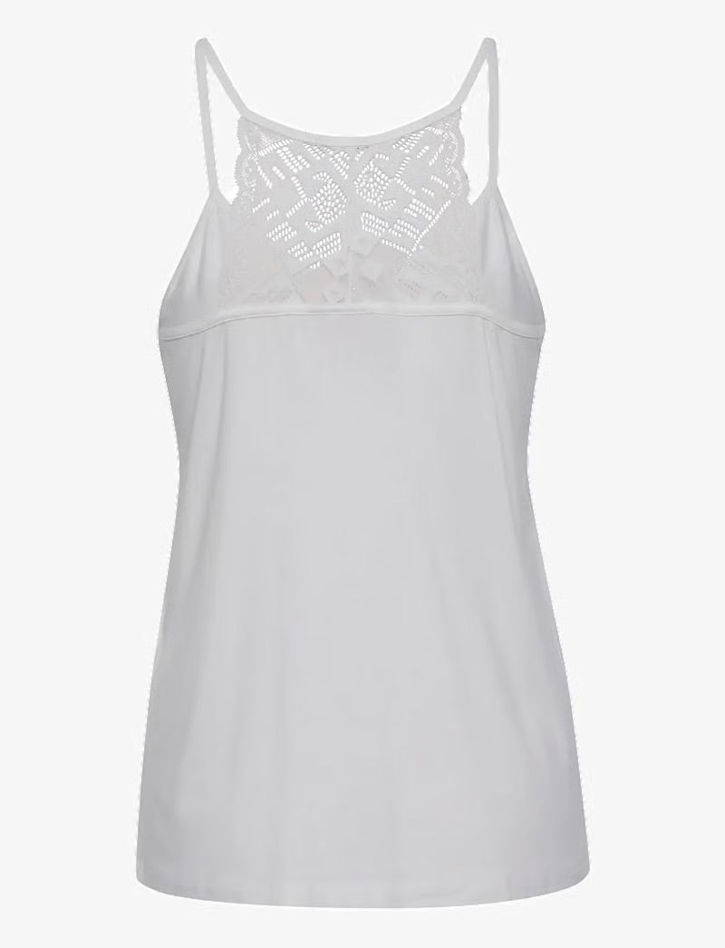 Cream CRTrulla Sleeveless Jersey Cami Top with Lace - Snow White