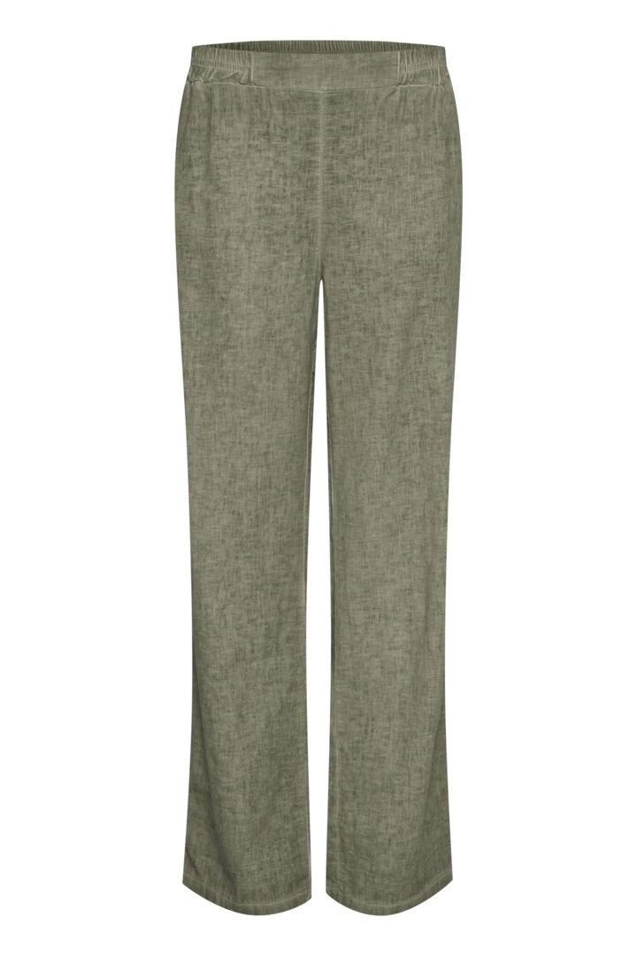 Sorbet SBLIAMO Linen Wide-Leg Pants - Sage Green