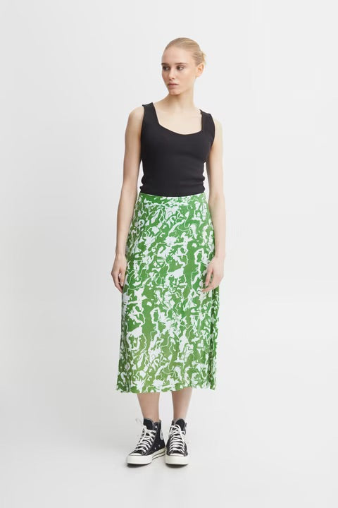ICHI YOURGINE Skirt - Green Abstract Print