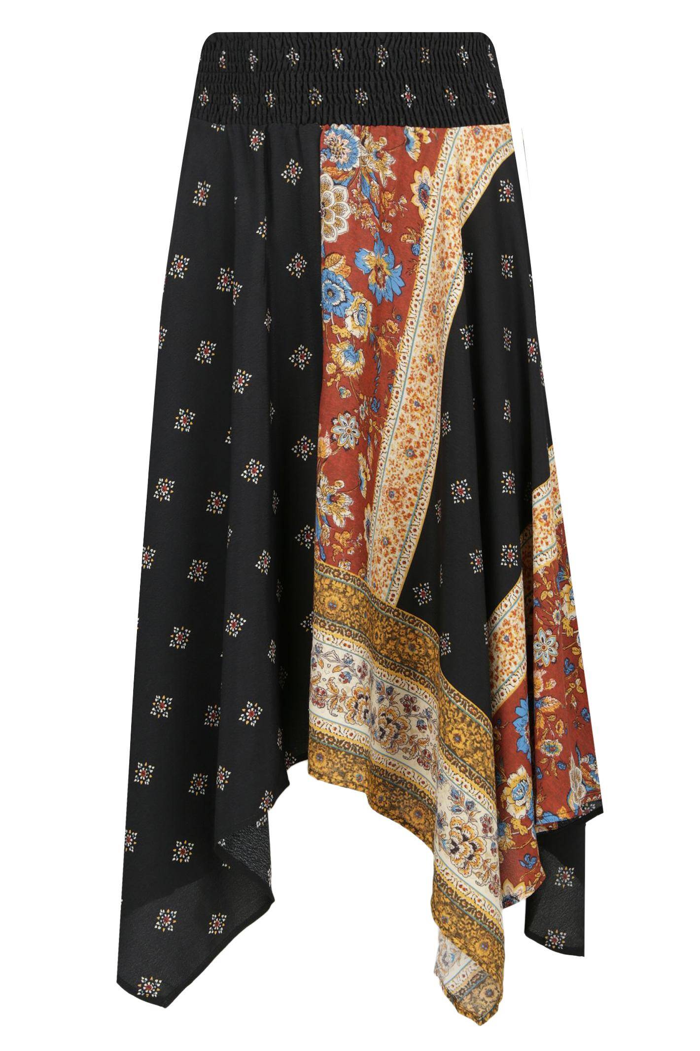 Desigual Blunt Floral Asymmetric Skirt