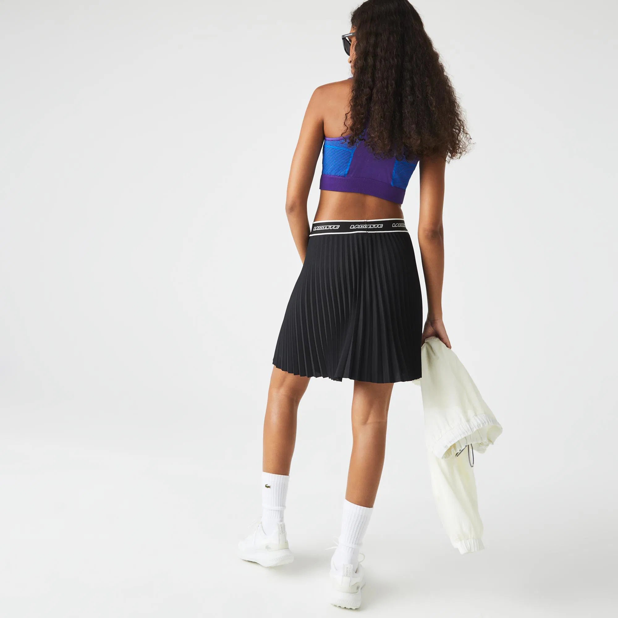 Lacoste Women's Elastic Waist Short Pleated Skirt